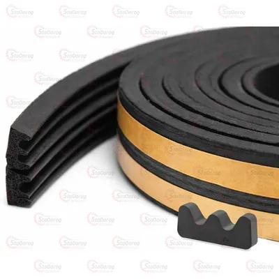 Уплотнитель Окон и Дверей Е-образный 1м (Черный) EPDM