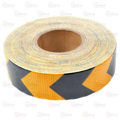 Стрічка Світло- Відбивна Чорно-Жовта 1м (Стрілка-Соти)