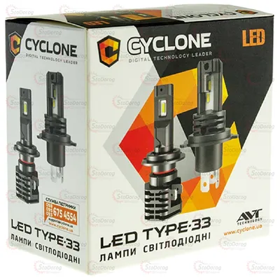 Лампа LED H7 CYCLONE Type-33 12v 5000K 4800L 2