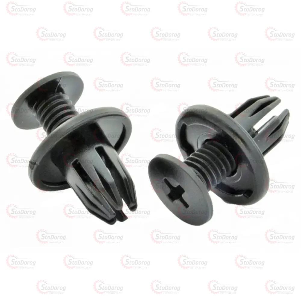 Кліпса бампера чорний /обшивки F=10 mm. Daewoo / Honda Accord, Civic, CRX, Legend, Prelude / Acura / Toyota / Chevrolet / Jeep / Ssang Yong / Opel 