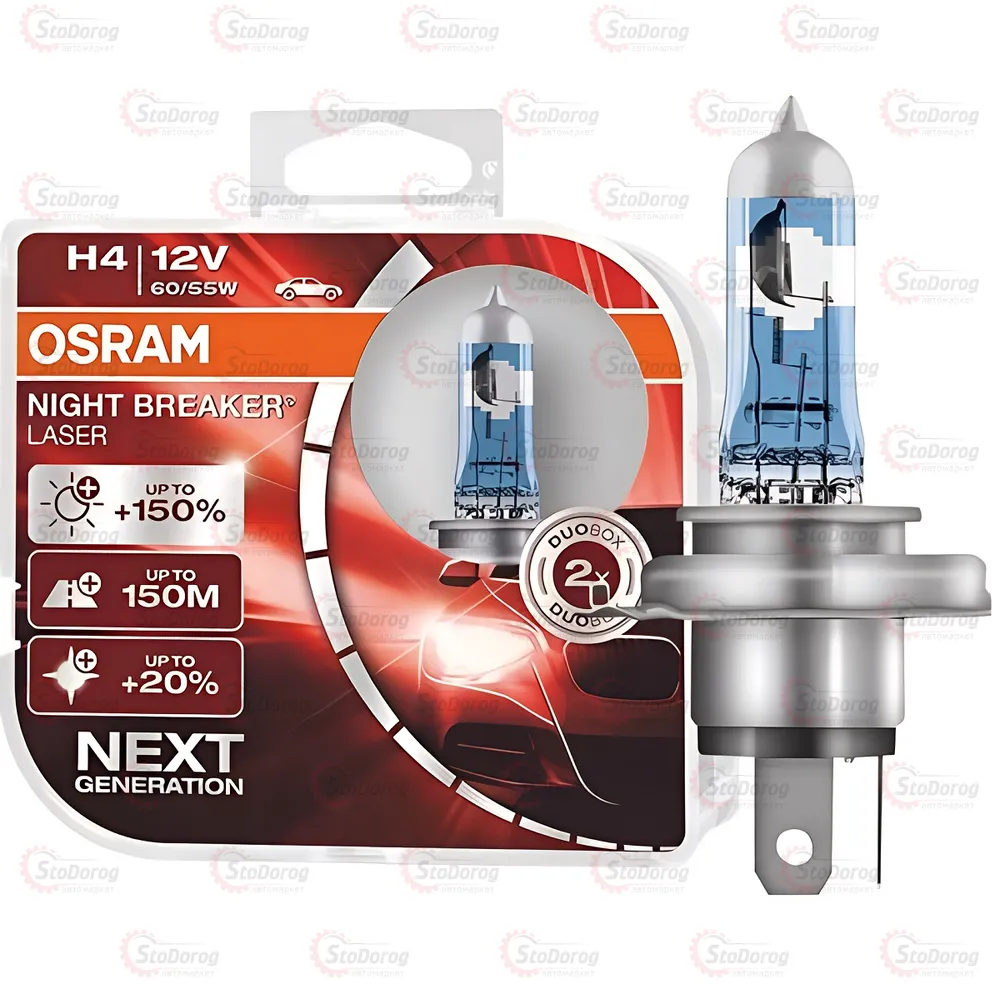 Лампа галогенна H4 12V 60/55W Osram Night Laser +150% 