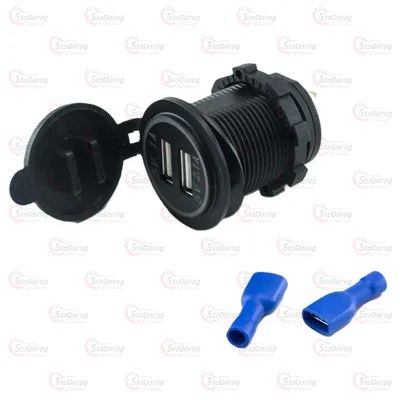 Гніздо Врізне 2USB 12-24V 1А-2,1А A19G (зелена підсвітка)