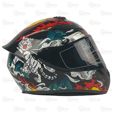 Мото Шолом 111 Зі спойлером/Бородою Gike/Qke Білий тигр