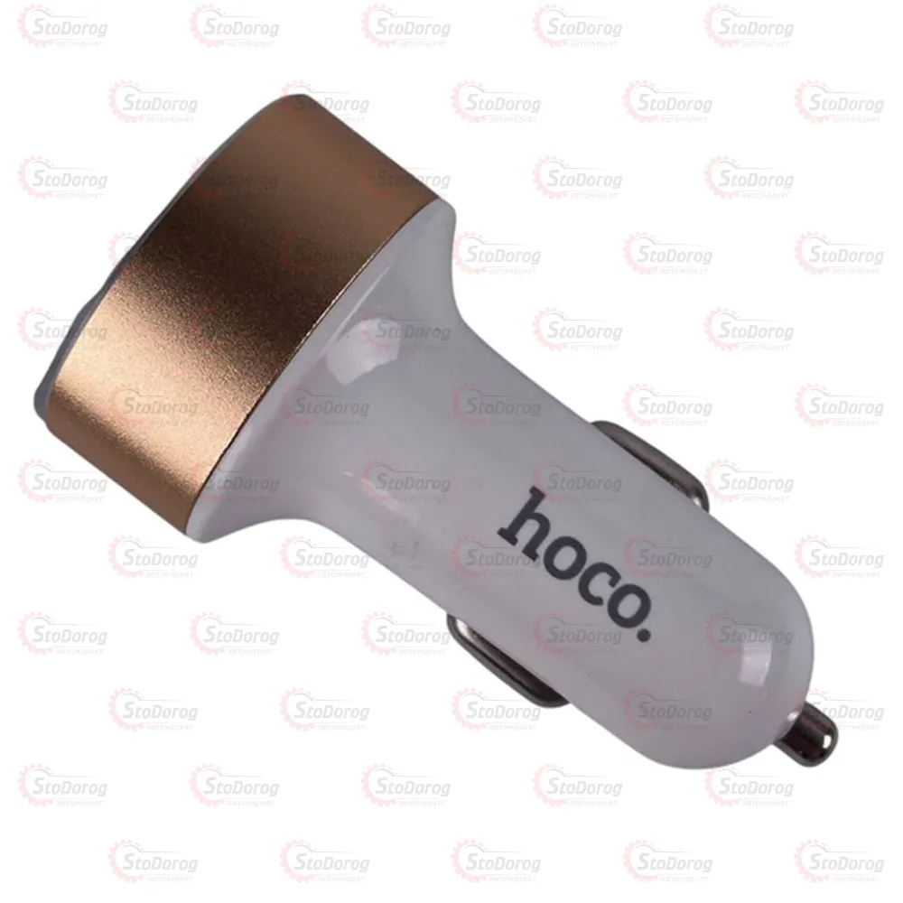 Зарядне у прикурювач 12-24v HOCO 2USB вольтметр Z26 білий  - фото 2