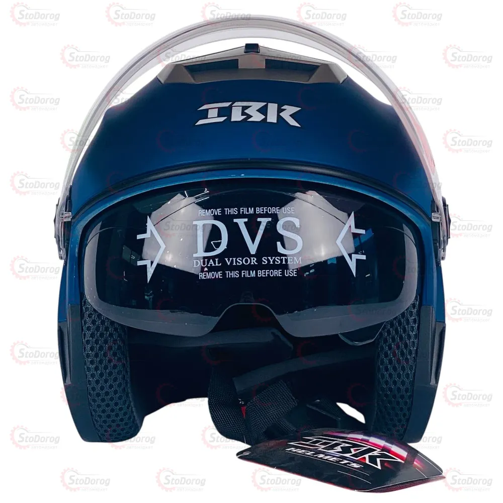 Мото Шолом IBK Без Бороди Синій Мат Очки  - фото 3