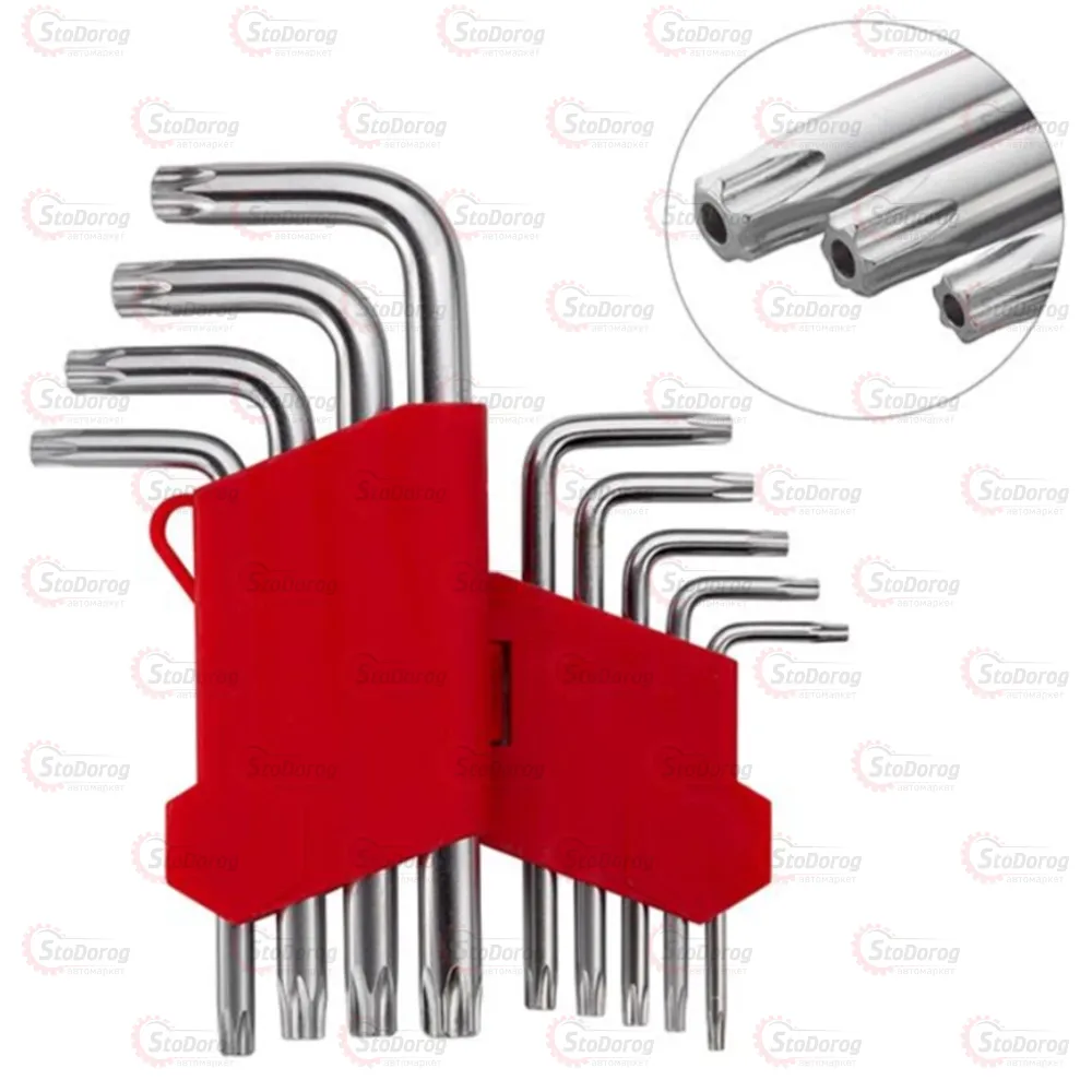 Набір ключів Г-подібних T10-T50 TORX Intertool HT-0604 