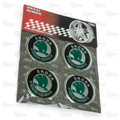 Наклейка d60 4шт на ковпаки SKODA зелена