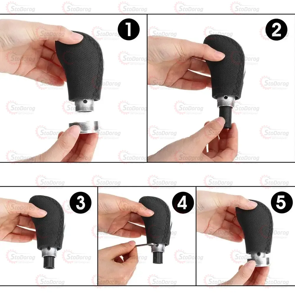 Ручка КПП F-5896BK Чорна перфорація (нитка чорна)  - фото 2