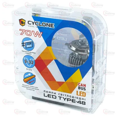 Лампа LED H4 CYCLONE Type-48 12v 5500K 18000Lm Радиатор+вентилятор (12мес гар)