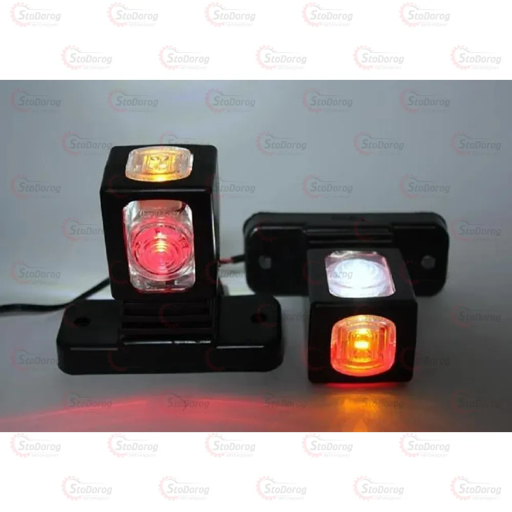 Габарит Ріжки Прямий 9,5см 12/24v 2шт Червоний+Білий+Жовтий LED MRT Л-079  - фото 1