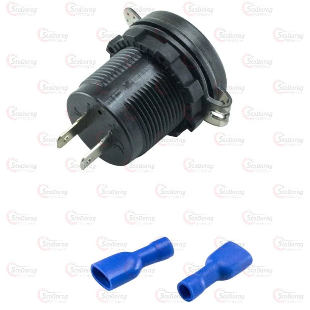 Гніздо Під 1 USB 12-24V QC 3.0 Вольтметр P11 Синій  - фото 1