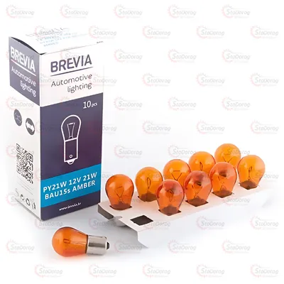 Лампа розжарювання PY21W 12V Amber Brevia 12302C