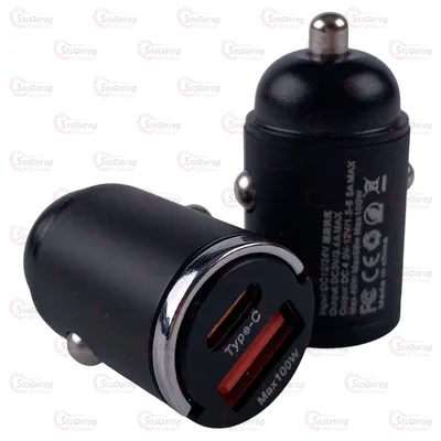 Зарядне у прикурювач 12-24v USB Type-C Пуля 3.4A 100w Швидка зарядка