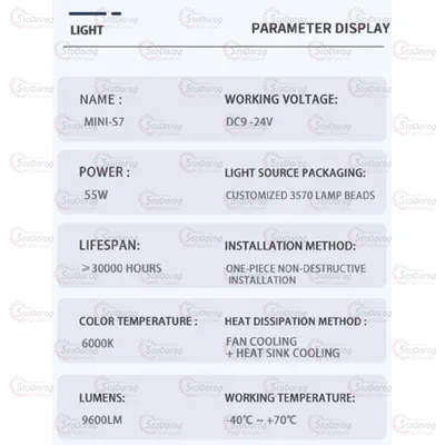 Лампа LED H4 S7-Mini 3570 +400% 9V-24V 6000K 55w/9600L 2