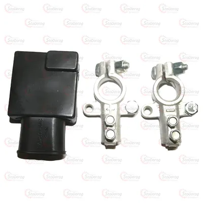 Клеми акумуляторні латунь біла посилена вантажна із чохлом