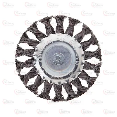 Щітка дискова 100мм зі стрижнем із плет. дроту (1/4) Intertool BT-8100