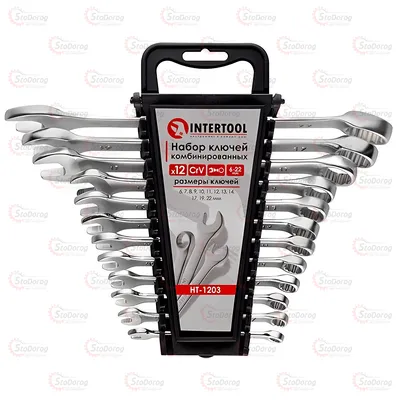 Набір ключів ріжково накидних 6-22мм CrV 12шт Intertool HT-1203