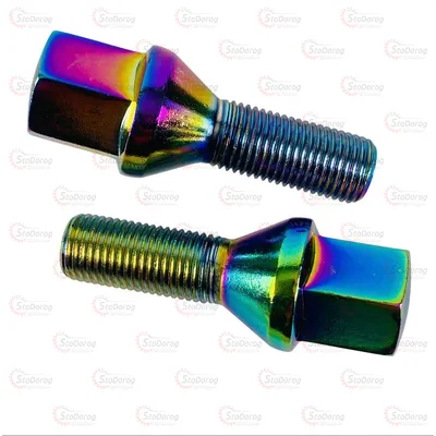 Болт Колісний M12x1,25x28мм Конус Радужный титан Ключ 17 2