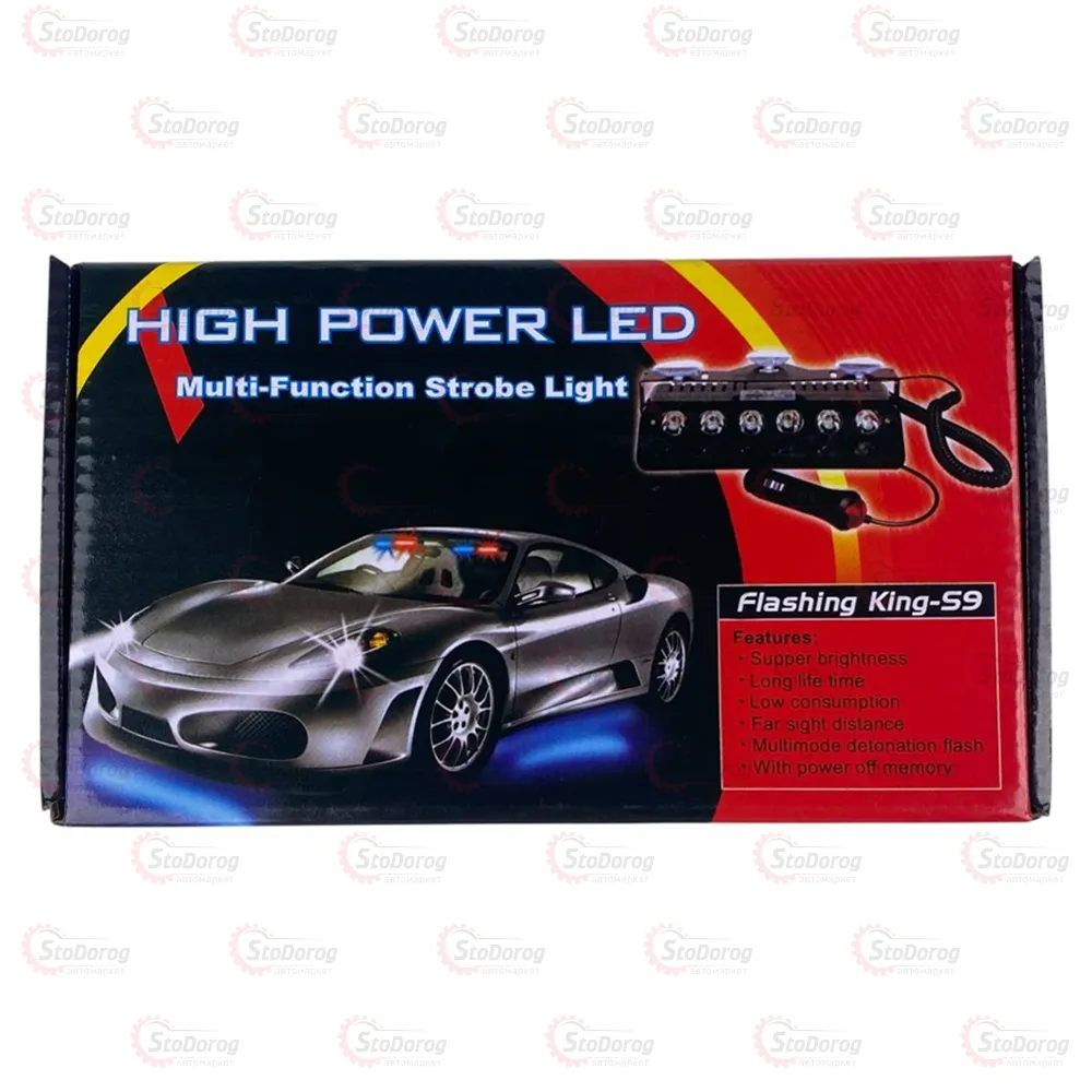 Страбоскоп 12V DRL 110*85мм 6LED (B-R) KING S9  - фото 4