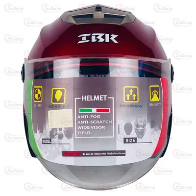 Мото Шолом 605 IBK Без Бороди Червоний Очки Глянсовий 2