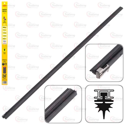 Гумка каркасного двірника VOIN 24  600mm пластикова направляюча VOIN-405-24 Ялинка