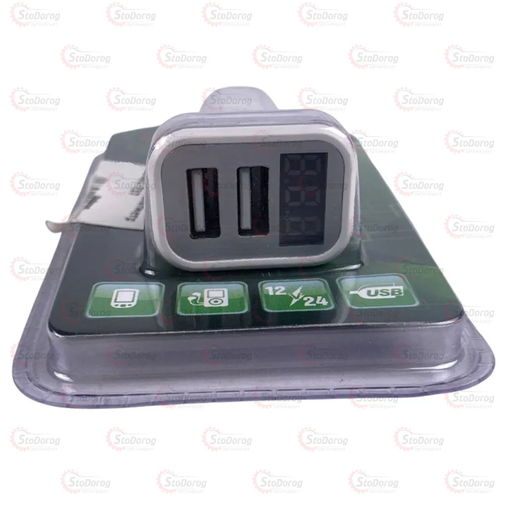 Зарядне у прикурювач 12-24v 2USB+вольтметр IDC-737  - фото 1