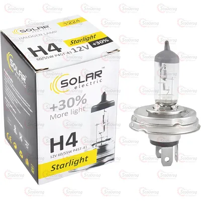 Лампа галогенна H4 12V 55/60W Solar Starlight +30% P45t