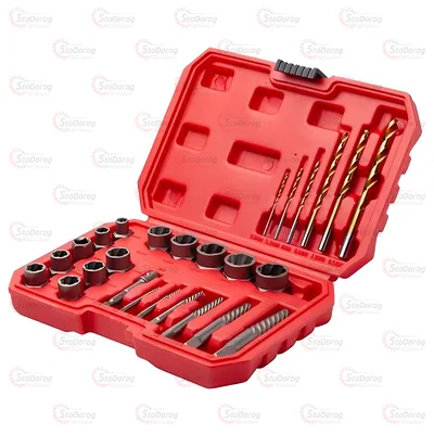 Набір єкстракторів та свердел для пошкод. болтів та гайок 26 од. Intertool SD-8009