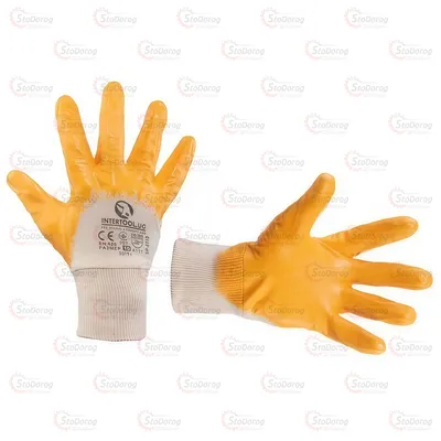 Перчатки INTERTOOL №10 покрита нітрилом на долоні, жовтий SP-0110W