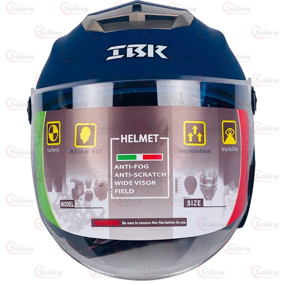 Мото Шолом IBK Без Бороди Синій Мат Очки  - фото 1