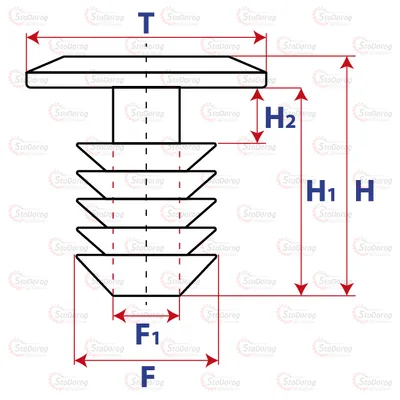 Кліпса обшивки одна шляпка автомобільна 10серія 10556 10556 2