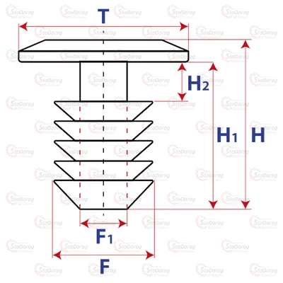 Кліпса обшивки одна шляпка автомобільна 10серія 10575 10575 2