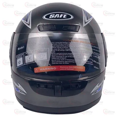 Мото Шолом 101 SAFE CN`JM Сірий Глянець Сині Полоси (З Шкір. Воротом) 2