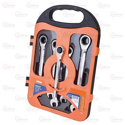 Набір ключів з тріскачкою 5шт 13-17мм в кейсі Miol 52-250