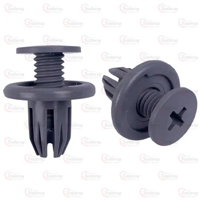 Кліпса бампера сірий /обшивки F=10 mm. Daewoo / Honda Accord, Civic, CRX, Legend, Prelude / Acura / Toyota / Chevrolet / Jeep / Ssang Yong / Opel