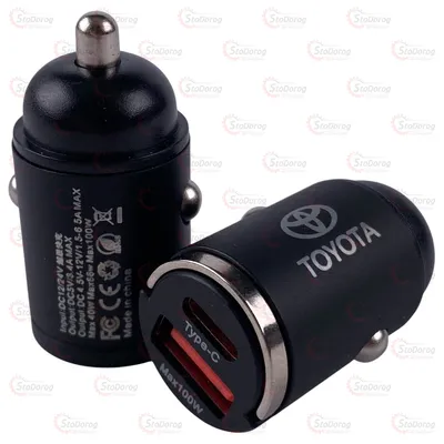Зарядне у прикурювач 12-24v USB Type-C Пуля 3.4A 100w Лого TOYOTA Швидка зарядка