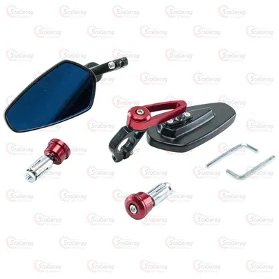 Дзеркала Мото CUSTOM в торець керма D=13/17 червоні (Алюміній)