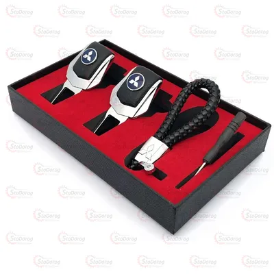 Подарунковий набір MITSUBISHI 2в1 (Брелок, Заглушки ременя)