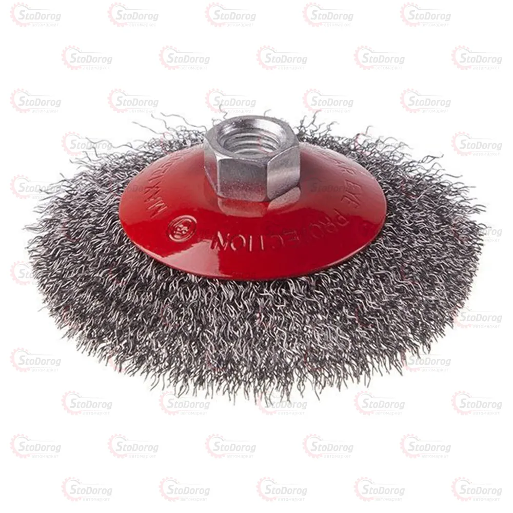 Щітка конусна 100мм з рифл. дроту (M14) Intertool BT-5100  - фото 1