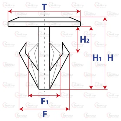 Кліпса обшивки одна шляпка автомобільна 10серія 10704 10704 2