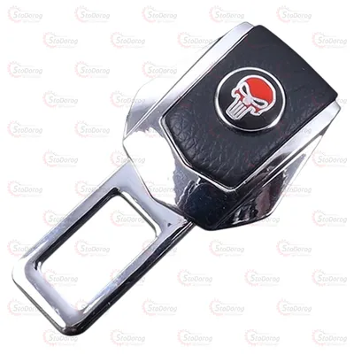 Заглушка ременя безпеки Хром/шкіра (Череп)