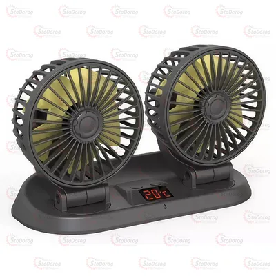 Вентилятор 12-24V Подвійний  F411 Пульт Показник Температури Кут Повороту 360*