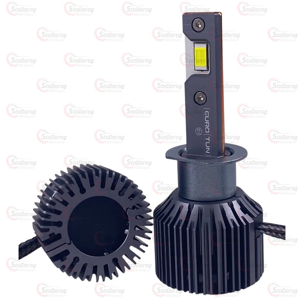 Лампа LED H1 Eurotun 12-24V 80W 14000Lm 6000K Z5 Радіатор+Вентилятор CAN BUS  - фото 1