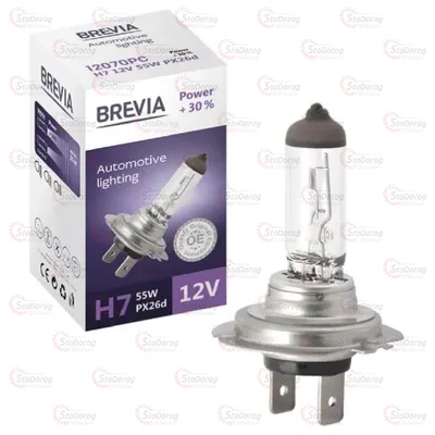 Лампа галогенна H7 12V 55W Brevia Power +30% 12070PC