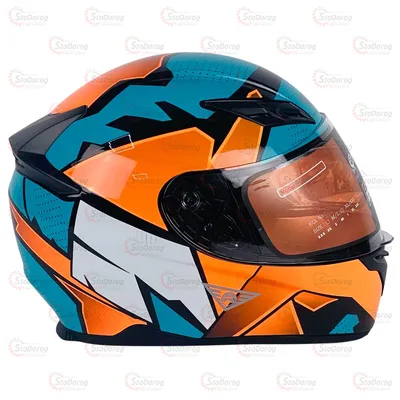 Мото Шолом З Підсвіткою DVS | Помаранчево-Бірюзовий
