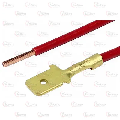 Наконечник Тата 6,3мм + провід 15см червоний 41-В30
