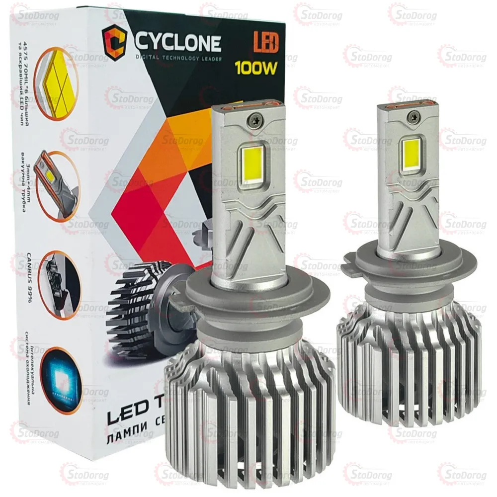 Лампа LED H7 H18 CYCLONE Type-41 9-32V Canbus 100W 5700K 18000Lm 