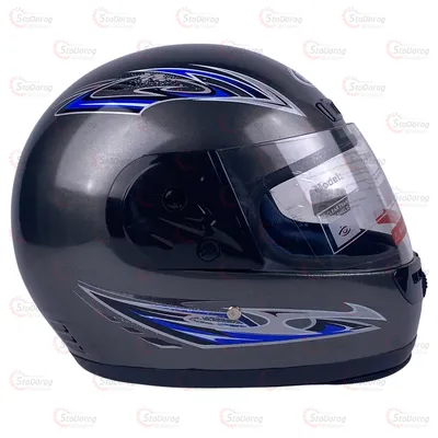 Мото Шолом 101 SAFE CN`JM Сірий Глянець Сині Полоси (З Шкір. Воротом)