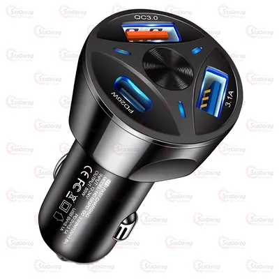 Зарядне у прикурювач 12-24v 2USB-1TypeC JB-2A +C 55W