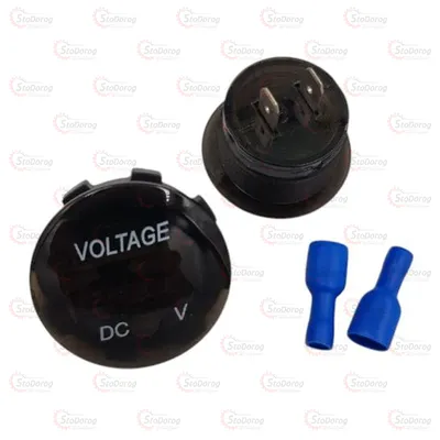 Вольтметр 12/24В V-2 синій на різьбленні 28*22мм